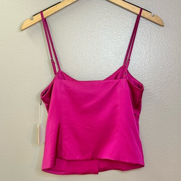 NWT Camila Coelho Polly Satin Button Front Camisole Top Very Berry Bright Pink - Picture 4 of 9